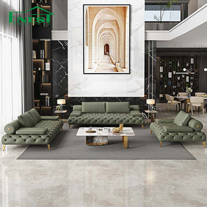 Bộ ghế sofa bọc da kiểu Mỹ, nút bấm, kiểu dáng sang trọng, dành cho sảnh khách sạn 5 sao, kết hợp với nội thất phòng khách - Product Image 2