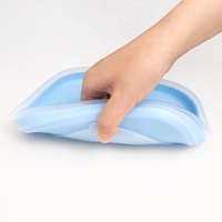 Ensemble de bols et assiettes en silicone écologiques de qualité alimentaire pour enfants, tout-petits et bébés, avec logo personnalisé bleu