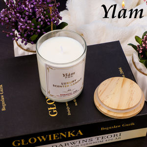 Venta al por mayor de velas aromáticas de cera de soja de cristal de lujo con tapa de madera 20 aromas para la decoración del hogar - Product Image 5