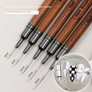 แปรงเพ้นท์เล็บด้ามไม้ ขนไนลอน สำหรับวาดลายเจล แบบฝรั่งเศส หัวแปรงยาวและสั้น - Product Image 2