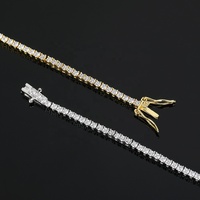 OUGEPHELI Bracelet Tennis en Argent Sterling 925 Plaqué Or avec Moissanite GRA VVS de 2 mm, Bijou Tendance