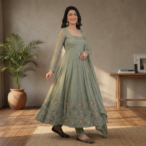 TENNECY Launching New Diwali Party Wear Heavy Star Crunchy <b>Ankle</b>-Length Reversible Quick Dry Wrinkle Free Women's Regular Fit - Product Image 1