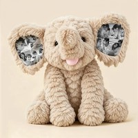 Peluche d'éléphant personnalisée en gros avec pull tricoté 23cm 30cm, animal en peluche personnalisé avec photo et nom pour cadeau d'enfant