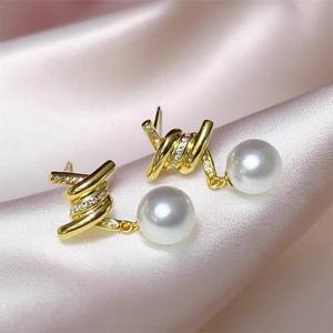 อุปกรณ์ทำเครื่องประดับมุก DIY รุ่น WENCHI 22473 ต่างหูเงินแท้ S925 แบบถาดเปล่า สำหรับใส่ลูกปัดทรงกลมขนาด 9-13 มม. - Product Image 1