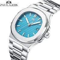 Montre PAULAREIS pour homme, marque haut de gamme, mode, acier inoxydable, mécanique, date, affaires, sport, montre-bracelet pour homme