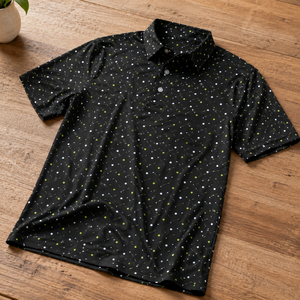 เสื้อโปโลแขนสั้นลายจุดสีดำสำหรับผู้ชาย แห้งเร็ว ผ้าถัก สไตล์สมาร์ทแคชชวล - Product Image 6