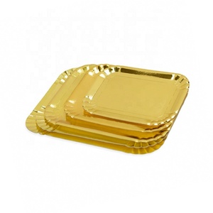 Hot Sale Disposable Golden Silver Cake Plate Set for Outdoor Weddings Dinners Parties Phnom Penh No Moulding Embossed Gold Foil - Product Image 4