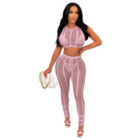 Vêtements pour femmes transparents, hauts courts en tricot sexy, ensembles en maille à deux pièces, vêtements de plage décontractés pour femmes