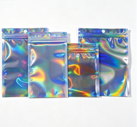 Sacs refermables holographiques irisés, pochettes en plastique laser refermables pour bijoux, bonbons, petits cadeaux, emballage avec trou de suspension