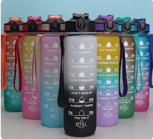 Borraccia sportiva personalizzata di grande capacità da 1000ml con coperchio Pop-Up cannuccia motivazionale sport Gourde bottiglia d'acqua di vendita calda