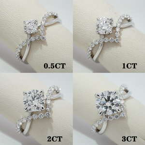 Starsgem 0.5ct 1ct 2ct 3ct Round Cut Lab Grown Diamond 10k White Gold <b>Couple</b> Engagement <b>Ring</b> - Product Image 2