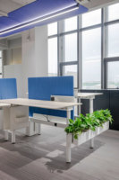 Bureau intelligent à hauteur réglable électrique au design moderne en métal avec 2 moteurs, tiroir en forme de L, cadre en fer, usage commercial