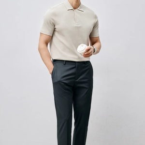 Chemise Homme en Coton Piqué Doublement Mercerisé avec Fermeture Éclair - Luxe, Douceur et Brillance, Style Business Décontracté, Manches Courtes, Respirante, Couleur Unie, Coupe Slim, Idéale pour le Bureau - Product Image 2