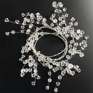Corda de fio acrílico para decoração, corda de fio frisado transparente cristal guirlanda de cristal decoração de festa de casamento acessórios de decoração