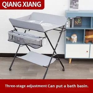 <span class=keywords><strong>Table</strong></span> à <span class=keywords><strong>langer</strong></span> pour bébé d'usine avec <span class=keywords><strong>roulettes</strong></span>, portable, hauteur réglable, pliable, avec organisateur de crèche et étagère de rangement - Product Image 4