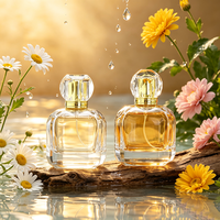 Botol Parfum Kaca Kosong Transparan Mewah Bentuk Persegi 100ml Jumlah Kecil dengan Tutup dan Kemasan Cetak Sablon