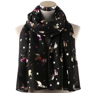 Dernière écharpe imprimée en polyester de style licorne colorée pour <span class=keywords><strong>femme</strong></span> - Product Image 4