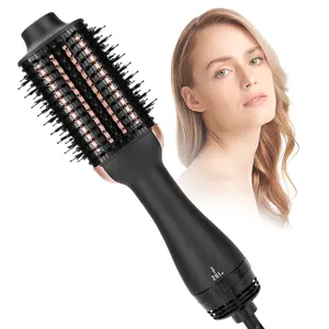 Custom professional salon hot air comb electric ion hair dryer brush 2 IN 1 hair straightener and hot air brush