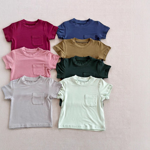 T-shirt bébé en bambou uni à manches courtes, vêtements fins d'été pour nourrissons et tout-petits, chemises en bambou - Product Image 3