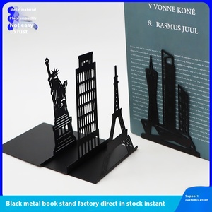 Sujetalibros de Metal para escritorio arquitectónico creativo, par de adornos gruesos antideslizantes negros huecos, libro decorativo al por mayor de fábrica - Product Image 4