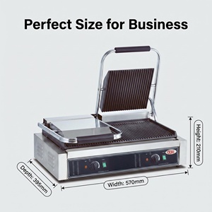 Grill panini électrique double tête commercial OT-813 en acier inoxydable argenté, vente directe fabricant <span class=keywords><strong>OTE</strong></span>, nettoyage facile - Product Image 2