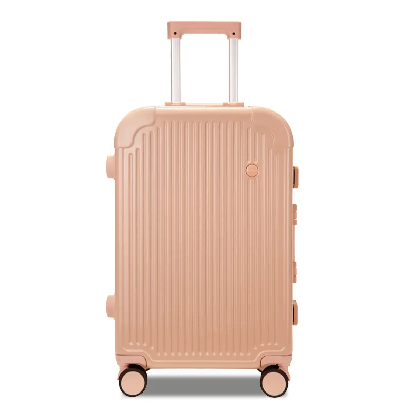 All'ingrosso e impermeabile telaio in alluminio rosa portare avanti il bagaglio con ruote universali e pulsante di blocco password