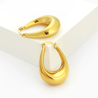Boucles d'oreilles créoles ovales évidées en U, élégantes et personnalisées, en acier inoxydable anti-ternissement, tendance et minimalistes, unisexe, vente en gros