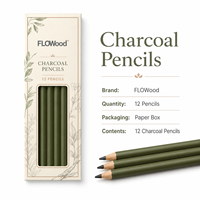 Ensemble de crayons à charbon FLOWood, 12 pièces, crayons à charbon en bois professionnels pour le dessin, le ombrage, la peinture artistique