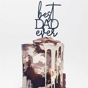 Décoration de gâteau en acrylique « Meilleur Papa de Tous les Temps » Or et Noir pour la Fête des Pères et les Anniversaires - Product Image 1