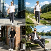 Pantalon de jogging extensible en soie glacée pour homme – Léger, rafraîchissant, longueur cheville, avec cordon de serrage, décontracté, séchage rapide, logo personnalisé