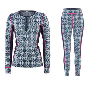 <span class=keywords><strong>Sous</strong></span>-vêtements thermiques en laine mérinos pour femmes, chemise à manches longues Henley, laine mérinos jacquard, ensembles de <span class=keywords><strong>sous</strong></span>-vêtements thermiques à manches longues - Product Image 1
