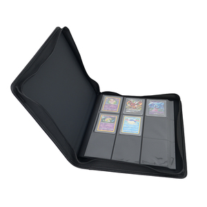 Premium PU Leather <b>Card</b> <b>Holder</b> With Zipper Closure Black 9 Pockets For <b>Pokemoned</b> <b>Cards</b> Storage Display Case - Product Image 1