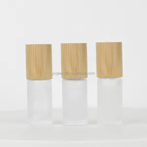 Cosmetic Packaging Set 5ml10ml Transparent Frosted Ball On Glass Bottle With Bamboo And Wood Cover