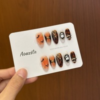 Nouvelle Arrivée Ongles Press-On Vintage Halloween de Haute Qualité, Base Écaille de Tortue Ambrée, Faux Ongles 10 Pièces, Ongles Fantômes Mignons, Fournisseur