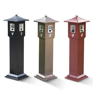 Outdoor stainless steel trash can cigarette ashtray dustbin for garden standing ashtray bin for street