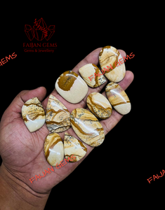พลอย FAIJAN GEMS เกรดพรีเมียม 100% แจสเปอร์ภาพธรรมชาติทรงคาโบชอง พลอยเม็ดเดี่ยวจากราชสถาน รูปทรงผสมผสานสำหรับทำเครื่องประดับ - Product Image 2