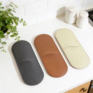 Funda para utensilios de cuero sintético, bolsa moderna para vajilla, estuche reutilizable para cubiertos, para decoración de picnic y comedor - Product Image 2