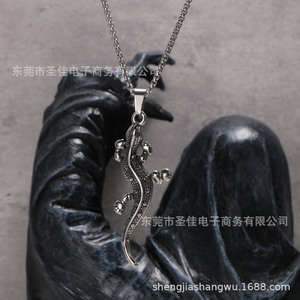 Collar con Colgante de Gecko de Acero Inoxidable para Hombre, Amuleto Animal SP1066, Joyería de Regalo - Product Image 3