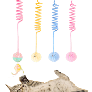 Eco-Friendly Pet Interactive Sports <strong>Toy</strong> Spring Plush Hair <strong>Ball</strong> with Feather Teaser <strong>Cats</strong>' Favourite <strong>Cat</strong> <strong>Toy</strong> - Product Image 4
