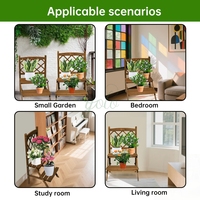 Étagère à fleurs multifonctionnelle en bois à 2 niveaux pour extérieur et intérieur avec étagères de rangement à deux marches en bois au design moderne