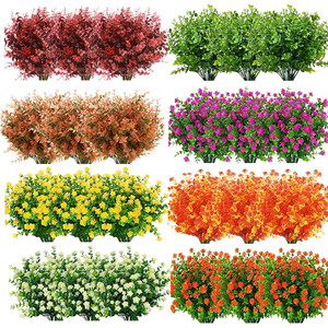 Plantes artificielles vertes en bois, fausses boîtes de 20 cm 14x9 pouces, fleurs artificielles pour l'extérieur, pour décoration de jardin, boîte de fenêtre, décoration de mariage, maison - Product Image 3