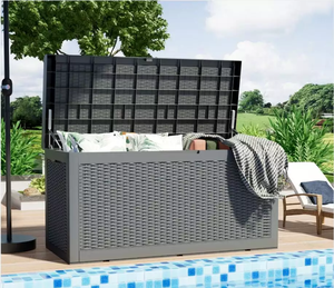 Contenedor de cubierta de plástico de gran capacidad, muebles de jardín al aire libre, caja de almacenamiento de alta resistencia, color negro, 100 galones - Product Image 6