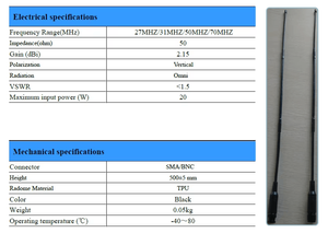 Antenne HF portable 31/50/70 MHz pour radio bidirectionnelle portable/Antenne canard en caoutchouc CB 27 MHz avec connecteur SMA-BNC - Product Image 5