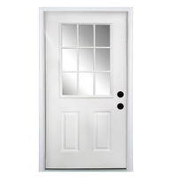 Porte d'entrée résidentielle américaine en acier, anti-effraction, moderne, avec surface finie, verre isolant Low-E à économie d'énergie pour l'extérieur de la maison