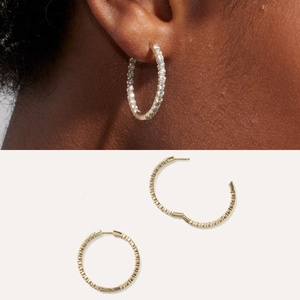 Brinco de Argola Solitário Redondo em Ouro Sólido 14K 18K com Diamante Criado em Laboratório CVD Certificado IGI - Product Image 2