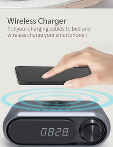 Loa Tất Cả Trong Một Với FM Radio Bass Tích Hợp Tiếng Ồn Trắng Âm Nhạc Nhẹ Nhàng Giường Bên Đồng Hồ Báo Thức Loa Sạc Không Dây 10W - Product Image 4