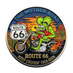 Moneda Conmemorativa Metálica Colorida de la Ruta 66 Centennial Rat Fink, Regalo Coleccionable con Temática Retro Hot Rod - Product Image 3