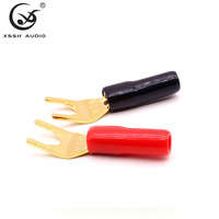 도매 금도금 구리 Y-스페이드 터미널, 고음질 스피커 와이어 커넥터, OEM 맞춤형 포장 대량 주문 지원