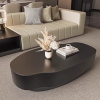 Table basse en pierre minimaliste avec rangement, design moderne et simple, structure en acier, meubles pour la maison, convient aux petits et grands espaces de vie