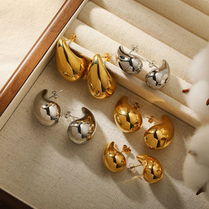 Pendientes Pequeños de Gota en Forma de Lágrima, Hipoalergénicos, Chapados en Oro de 14k y 18k, de Acero Inoxidable 316L, para Mujer - Product Image 1